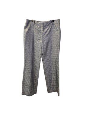 Ann Taylor 100% Silk Jacquard Print Metallic Trouser Pants Size 14